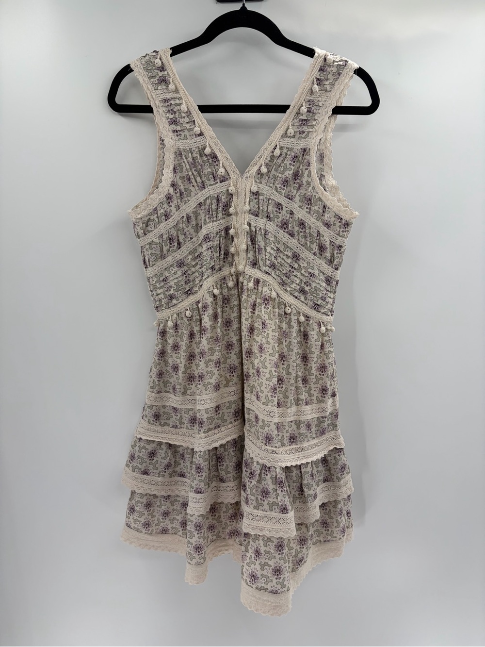 Sea New York NYC Yvonne tiered lace romantic boho mini bohemian dress size small - Picture 8 of 16